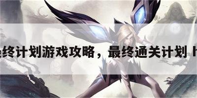 最终计划游戏攻略，最终通关计划 hp