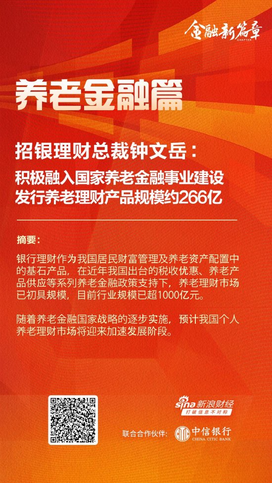 招银理财总裁钟文岳：积极融入国家养老金融事业建设 发行养老理财产品规模约266亿