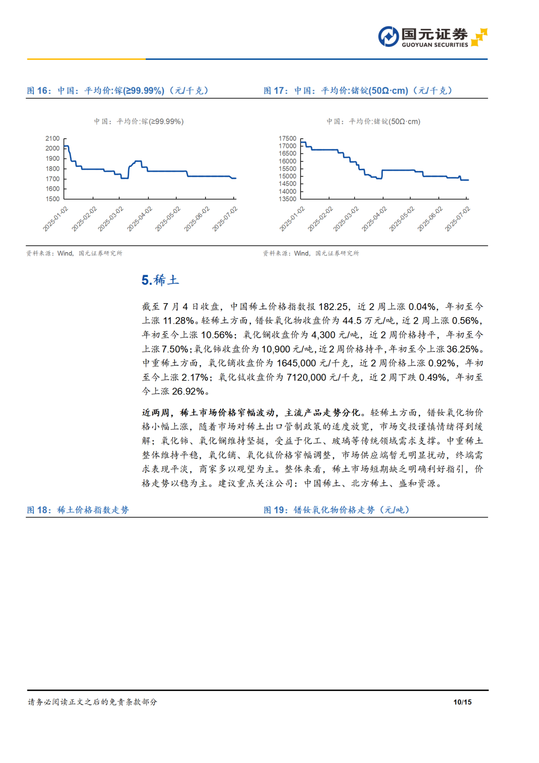国元期货有色金属行业双周报——新能源金属反弹，受供给端钴价持续上涨