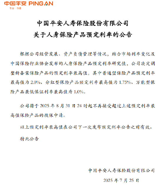 四家险企同日公告！将调整新备案保险产品的预定利率最高值