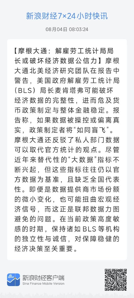 特朗普解雇劳工统计局局长 美股及国际财经热点新浪财经APP第一时间捕捉